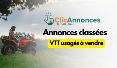 affiche qui démontre que clicannonces.ca est un site pour vendre et acheter des vtt