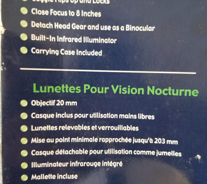 Lunette de vision de nuit payé 1150$ a vendre a 500$. Acheteur sérieux svp merci!