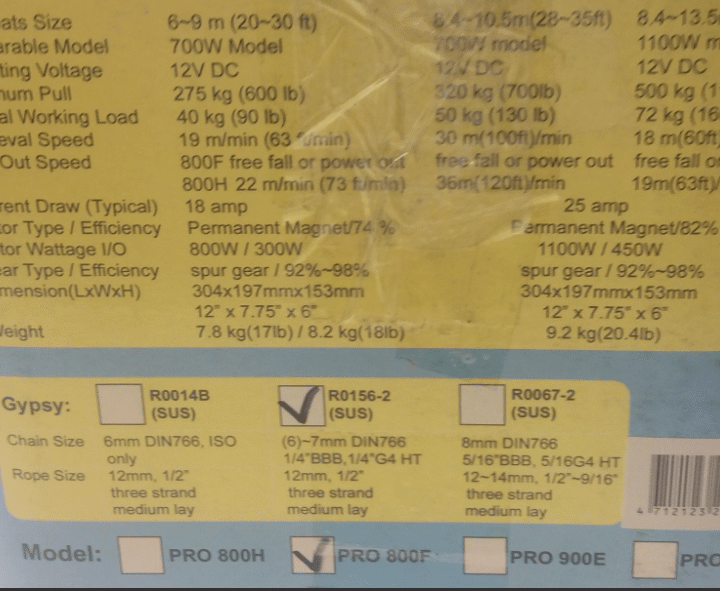 Daviau électrique pour ancre a bateau