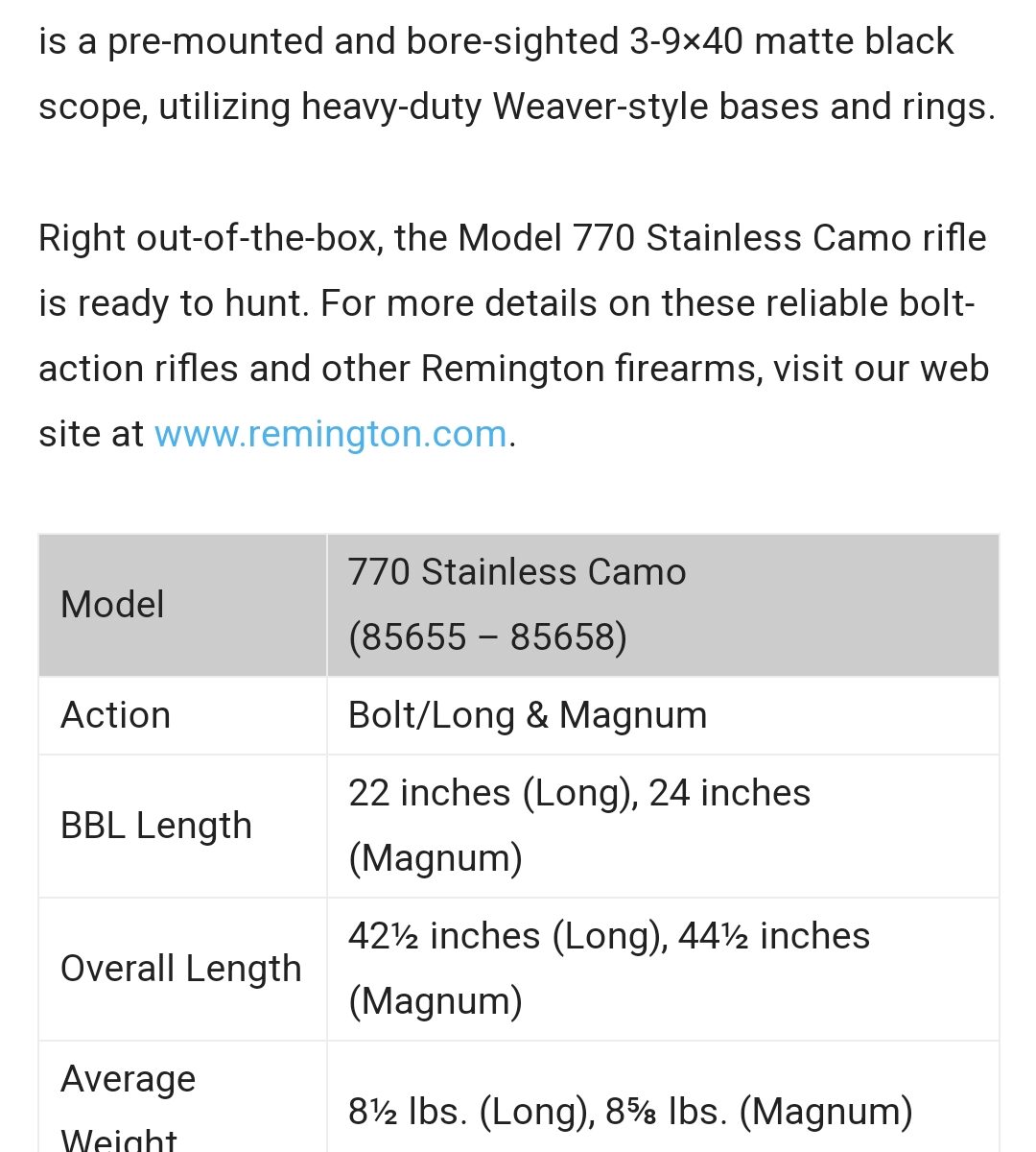 Remington model 770 , 7MM mag stinless, camo