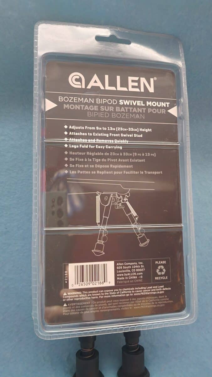 Allen Bozeman Bipod Swivel Mount 9”-13” inchs