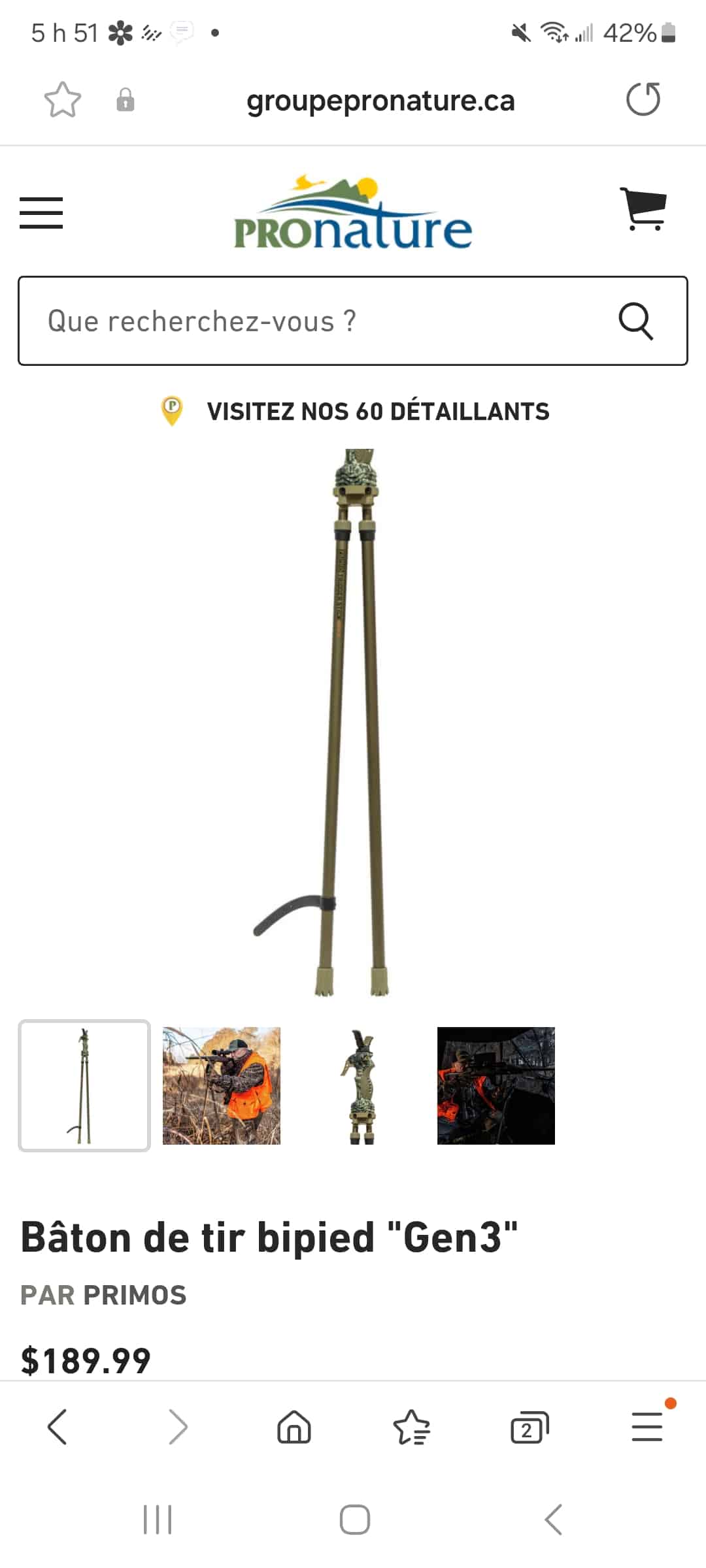 Bipod gen3 Primos 24-61 pouces