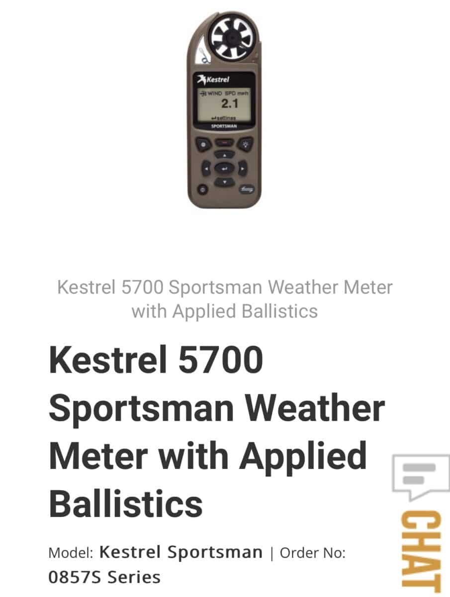 Kestrel 5700 balistique avec link