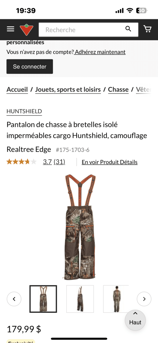 Manteau et pantalon chasse xl