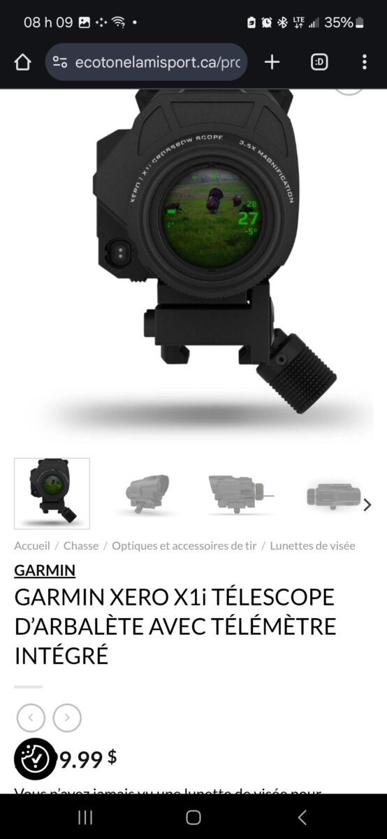 Tenpoint havoc avec garmin zero