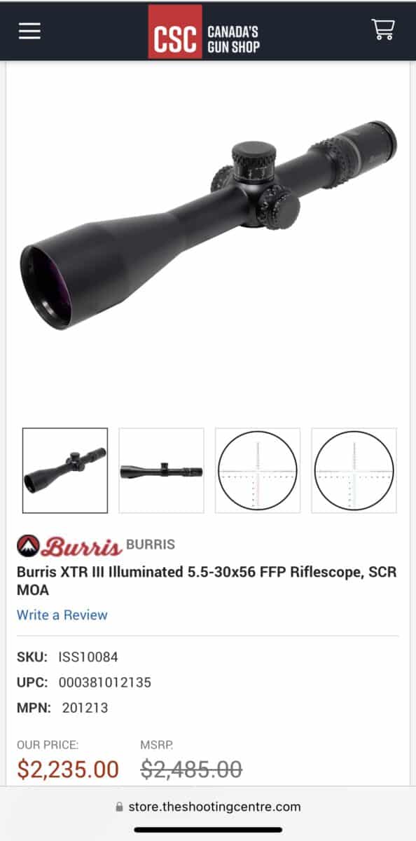 Télescope Burris XTR lll 5.5-30x56mm