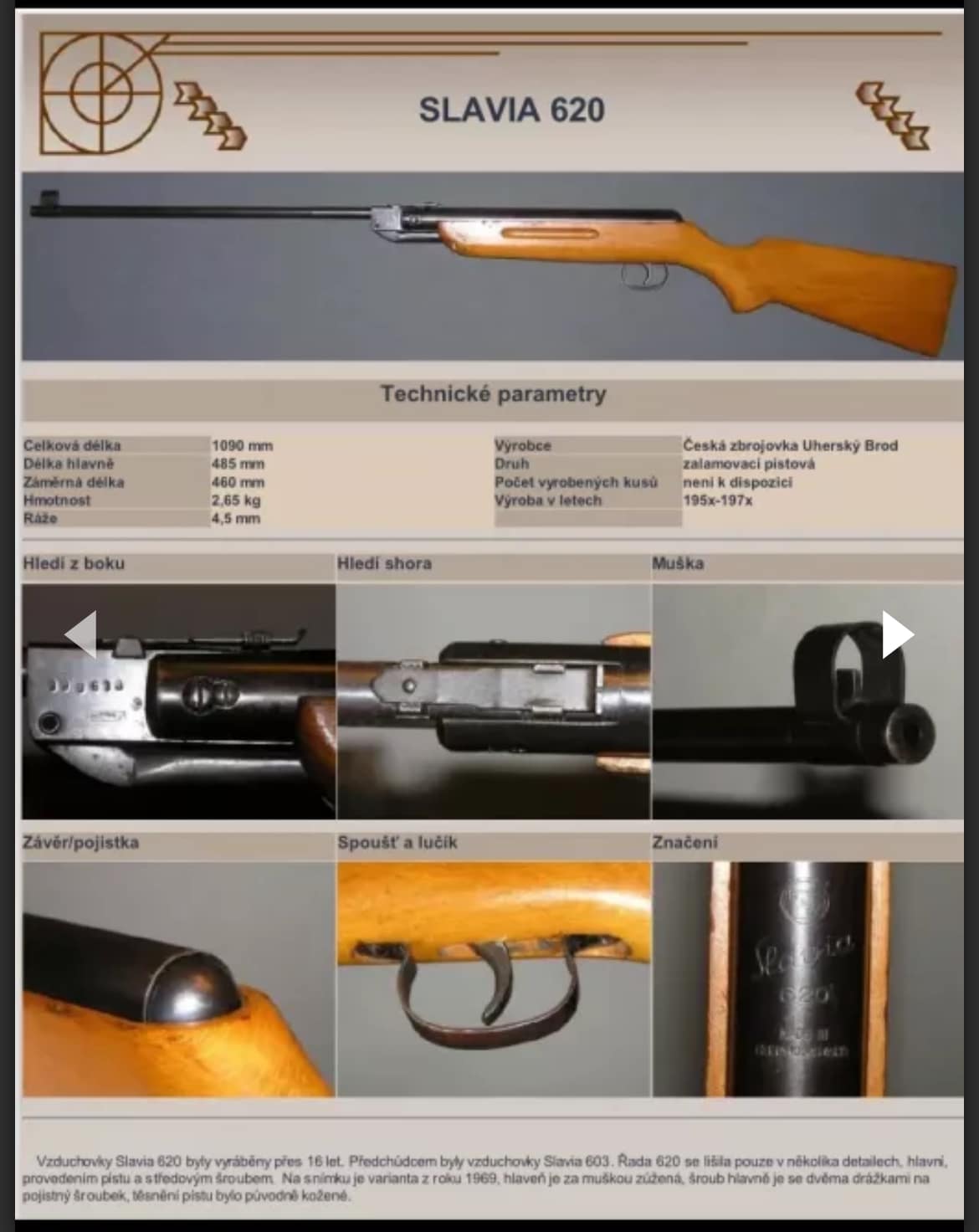 Carabine à plomb .177 de marque Slavia, modèle 620