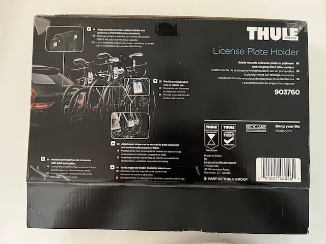 Thule Support de plaque d’immatriculation, noir