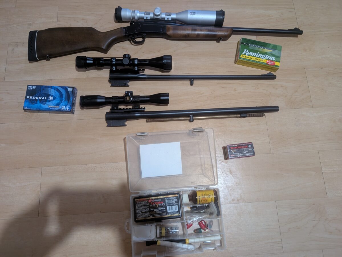 Carabine a un coup multi calibre Rossi. 270win/17HMR/Cal50