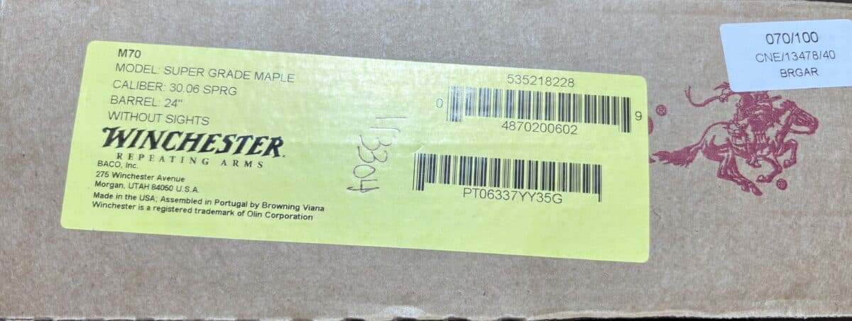 Winchester model 70 super grade Maple en 30-06