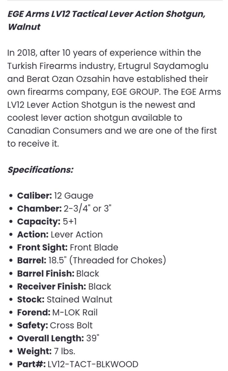 Fusil 12ga Lever action