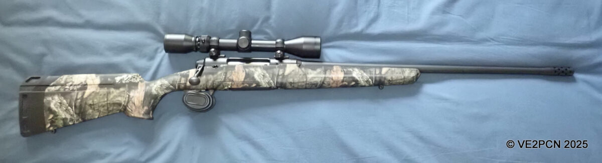 Savage Axis XP, calibre .243 Camo avec muzzel brake, Weaver 3-9X40