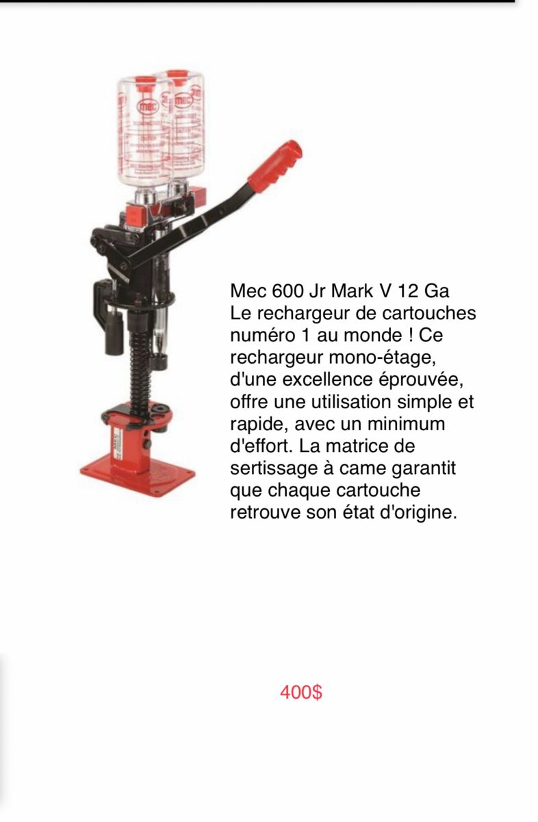 Appareil pour la recharge de cartouches cal 12