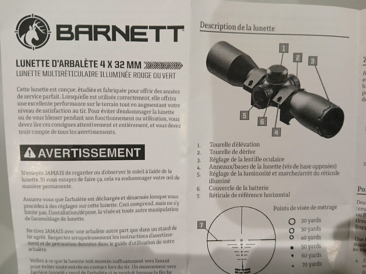 Lunette de visée illuminée pour arbalète 4×32 Barnett Halo neuve