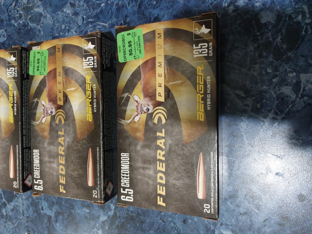 Munition 6.5 Creedmoor fédéral premium BERGER 135 gr
