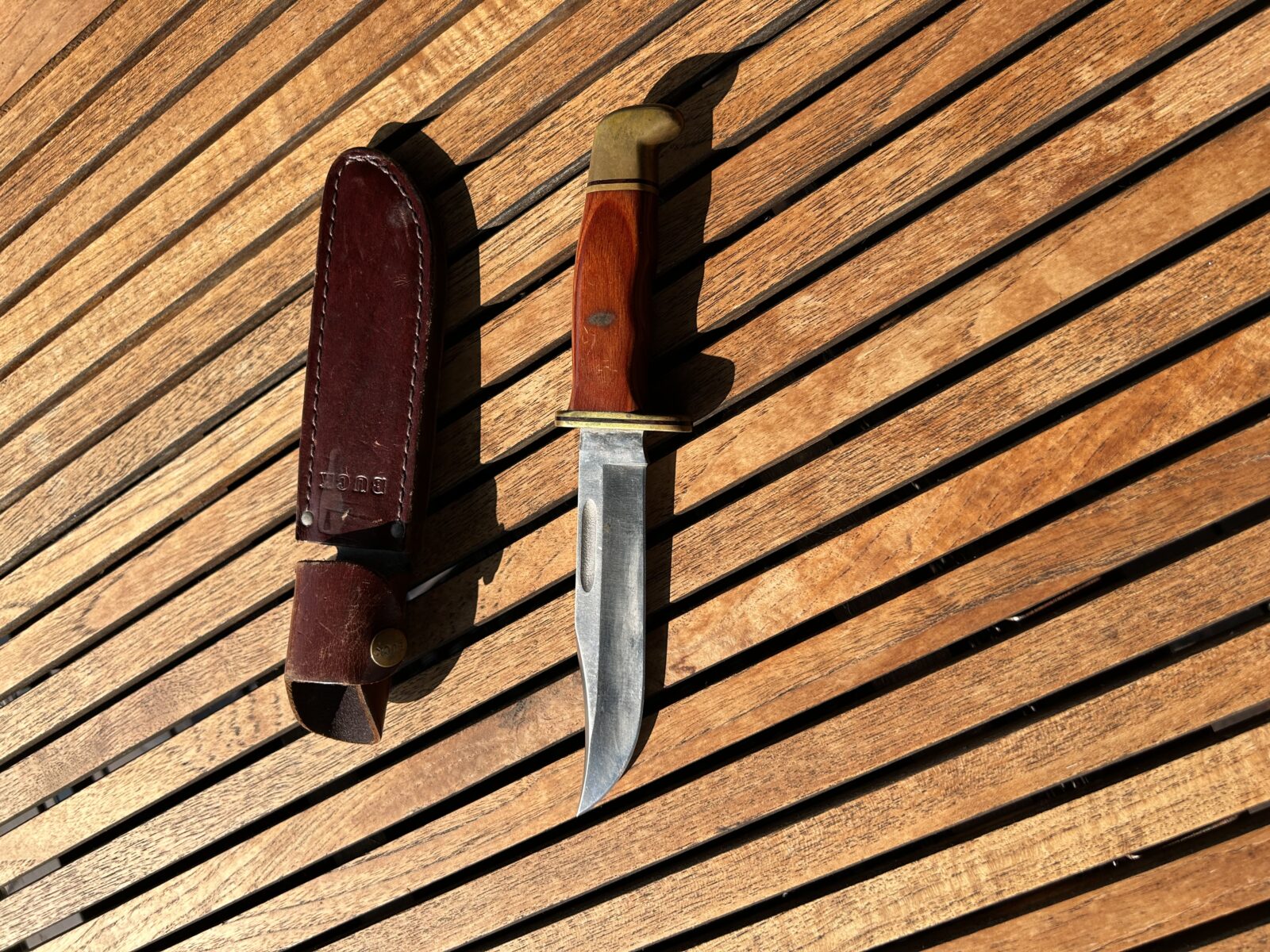 Couteau Buck Cocobolo Lame fixe 6 pouces et étui cuir véritable